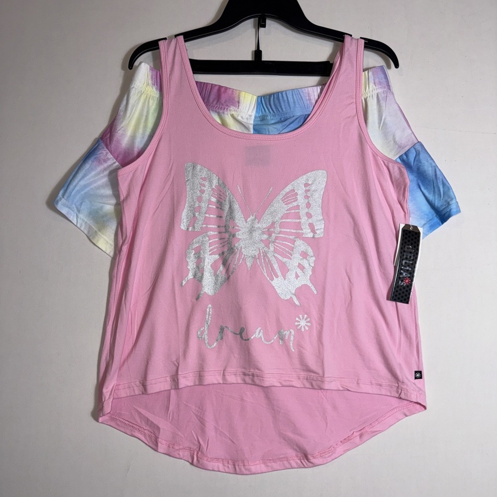 Delia's Women's Tie-Dye Pajama Set Butterfly Dream 1X Sleepwear‎ NWT Top Short